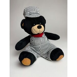 Wishpets Charlie Black Bear Train‎ Engineer Bear Plush 8.5" Stuffed Animal T28